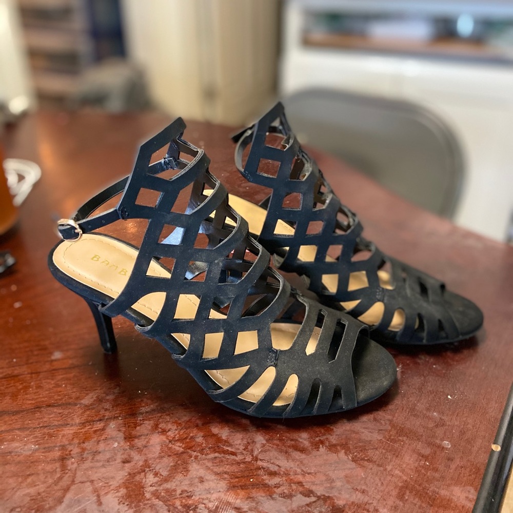 Black strappy heels